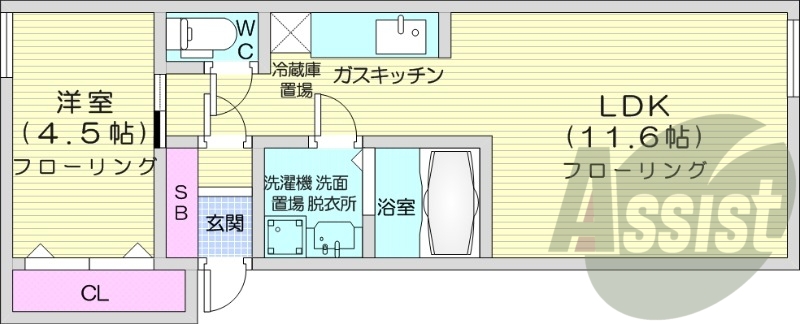 1LDK、インターネット無料、オートロック