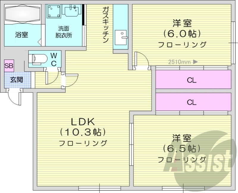 2LDK、角部屋、最上階、灯油暖房、収納