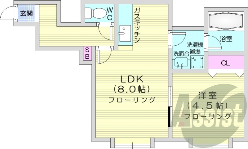 1LDK、角部屋、ロードヒーティング、ネット無料