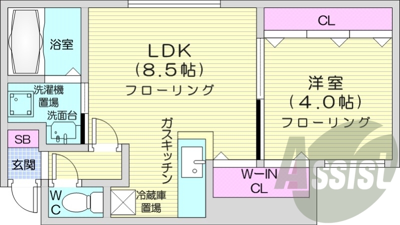 1LDK、ネット無料、エアコン、シャンプードレッサー