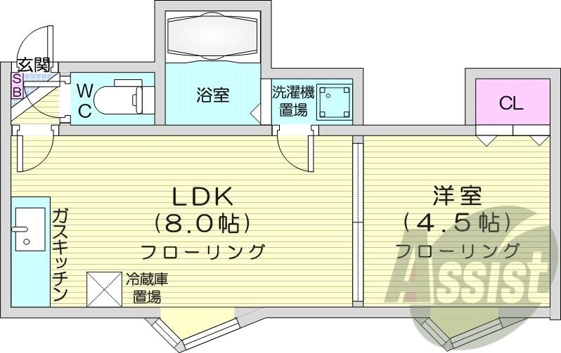 1DK、クローゼット、エアコン、灯油暖房、シューズボックス