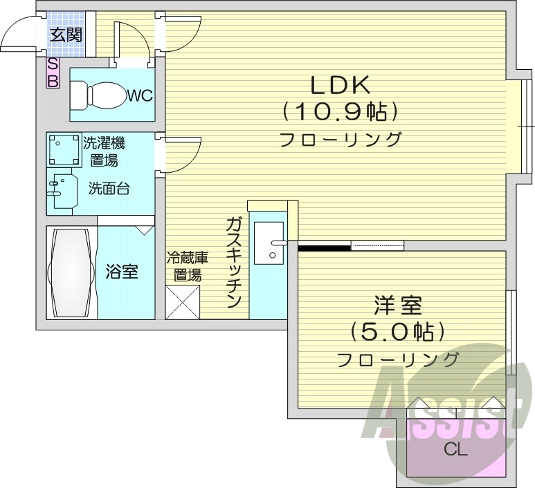 1LDK、灯油暖房、ネット無料、オートロック