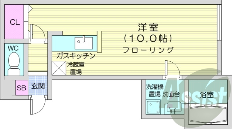 1K、インターネット無料、TV付インターホン、シャンドレ