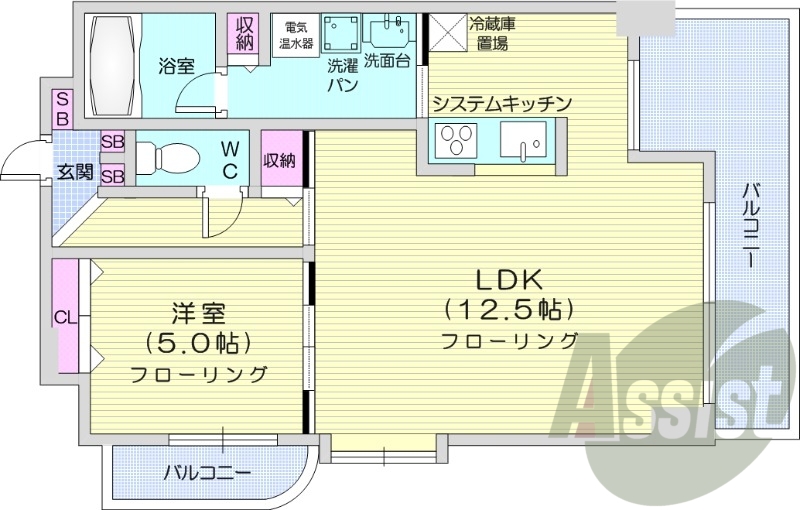 1LDK、オール電化、オートロック、インターネット対応
