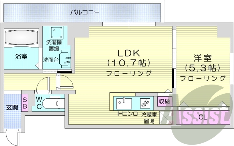 1LDK、都市ガス、ネット無料、角部屋、エアコン