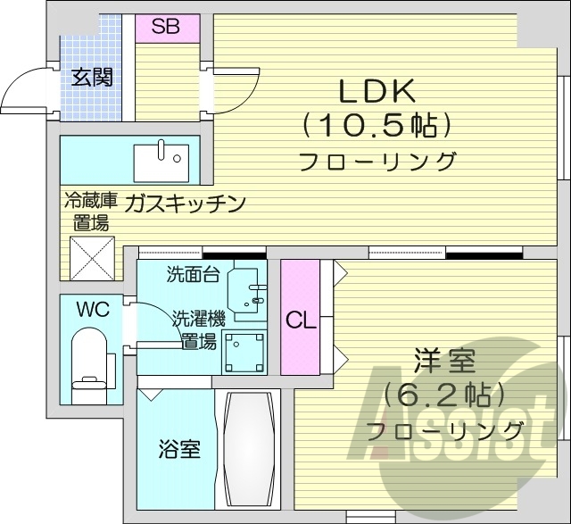 1LDK、シャワートイレ、モニタ付インターホン、オートロック