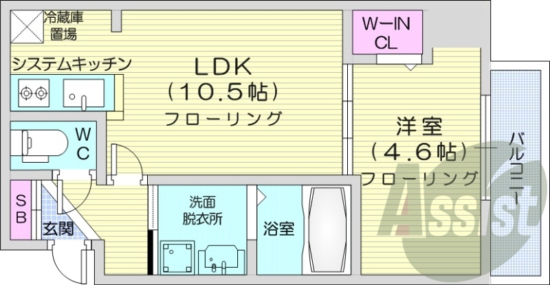 1LDK、都市ガス、ネット無料、エアコン、オートロック