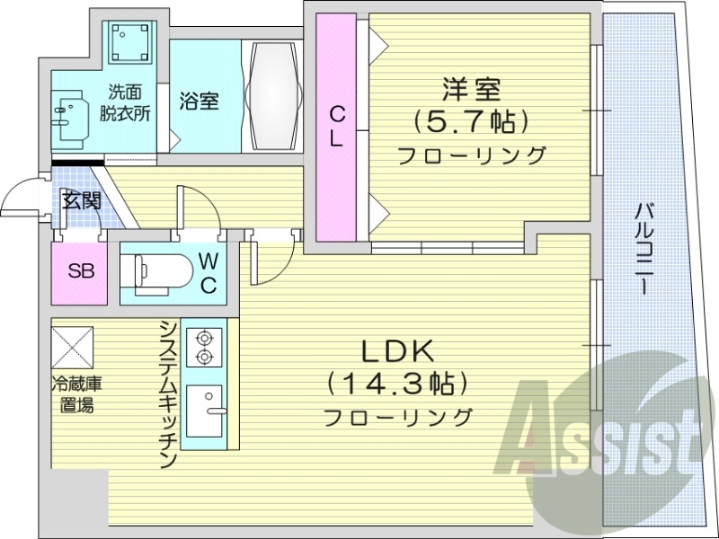 1LDK、都市ガス、ネット無料、エアコン、オートロック