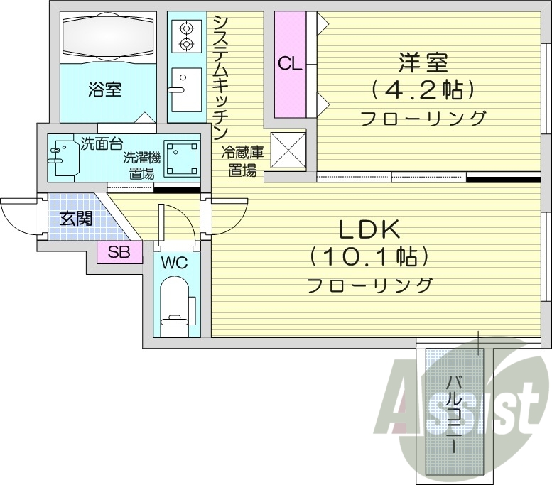 1LDK、ネット無料、エアコン、システムキッチン、灯油暖房