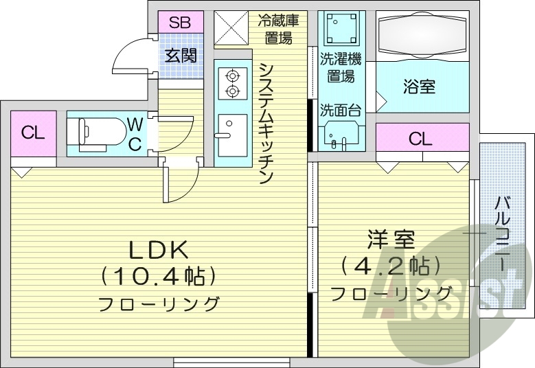 1LDK、ネット無料、エアコン、システムキッチン、灯油暖房