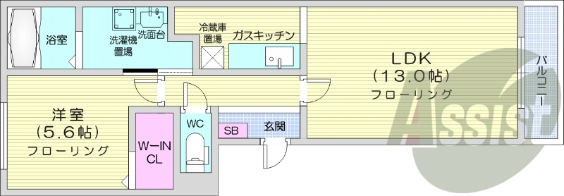 1LDK、都市ガス、エアコン、シャンプードレッサー