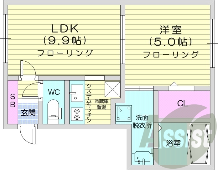 1LDK、エアコン、宅配ボックス、ネット無料