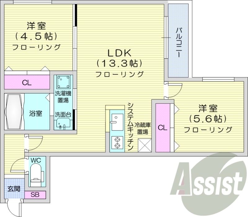 2LDK、都市ガス、ペット可、エアコン、ネット無料