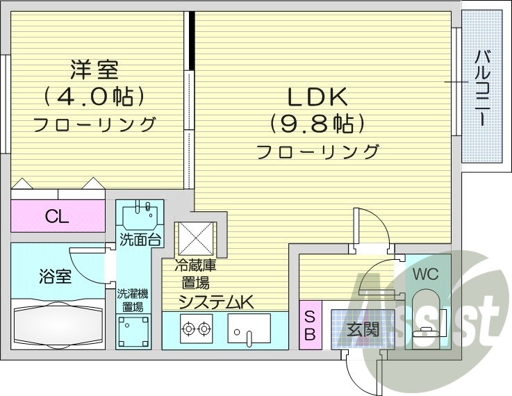 1LDK、システムキッチン、エアコン、ペット飼育可
