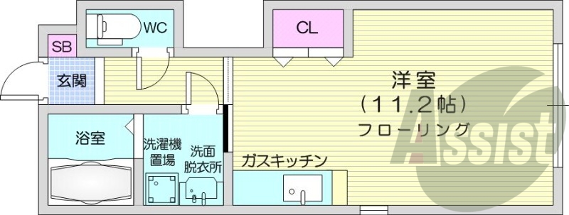 1R、トランクルーム、バストイレ別、独立洗面台