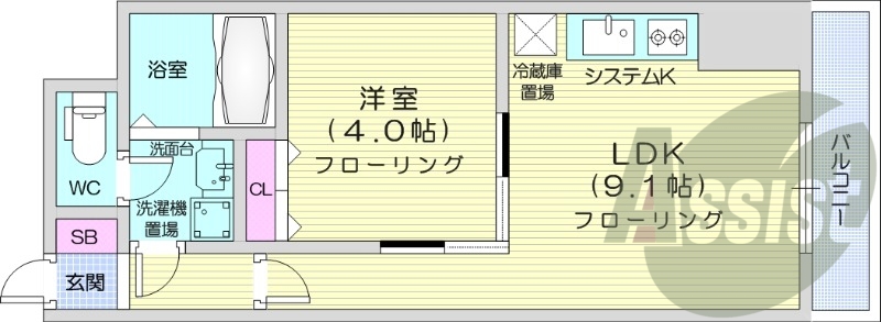 1LDK、インターネット無料、エアコン、シャワートイレ