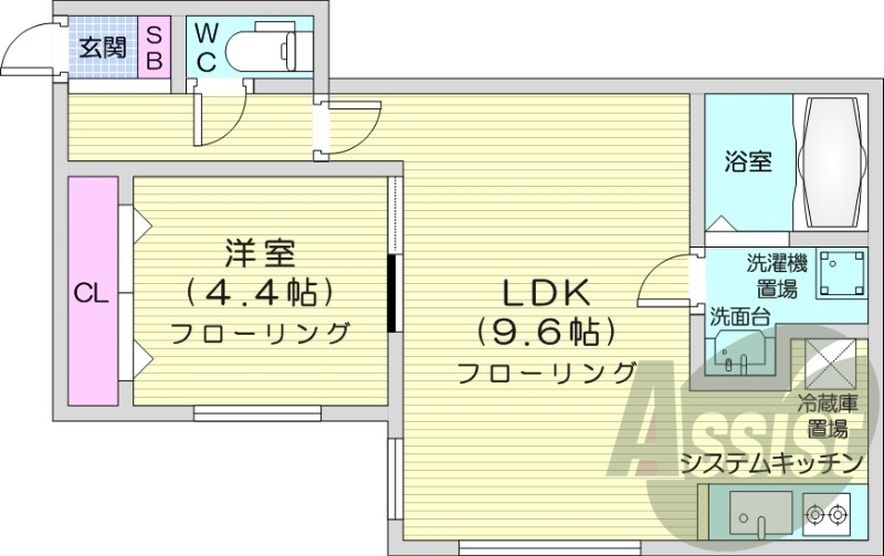 1LDK、エアコン、都市ガス、オートロック、