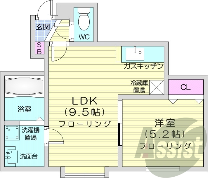１LDK、独立洗面台、インターネット無料