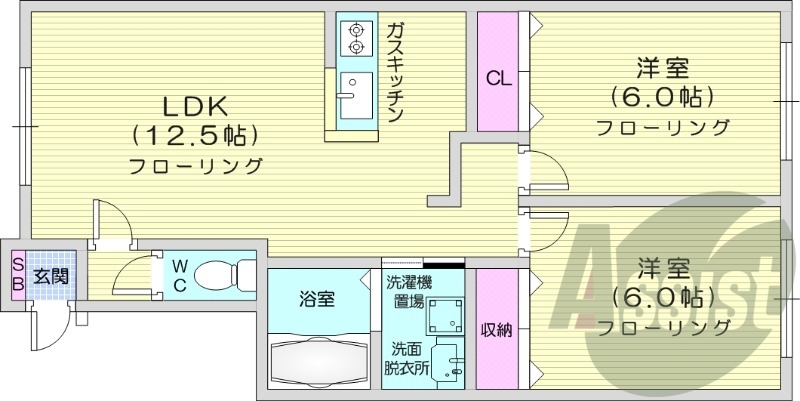 2LDK、ロードヒーティング、角部屋、トランクルーム