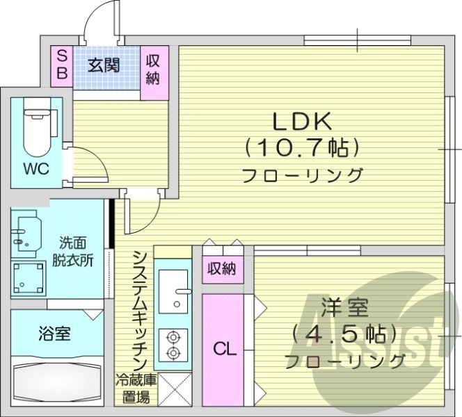 1LDK、灯油暖房、エアコン、オートロック