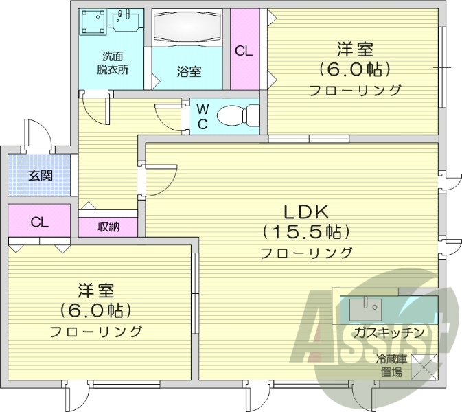 2LDK、灯油暖房、エアコン、