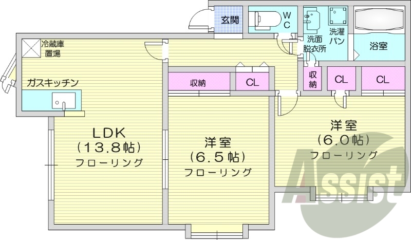 2LDK、角部屋、エアコン、追い焚き、灯油暖房