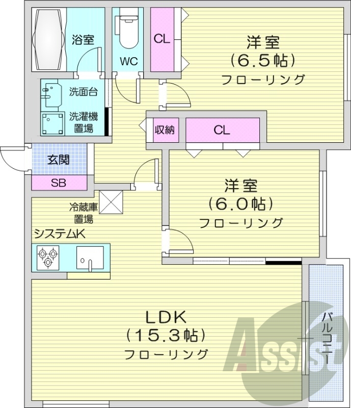 2LDK、灯油暖房、ネット無料、カメラ付きインターホン