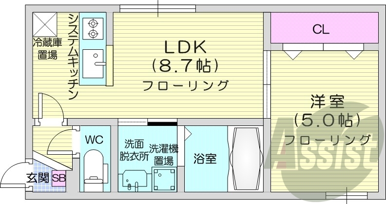 1LDK、エアコン、浴室乾燥機、灯油暖房、ネット使用料不要
