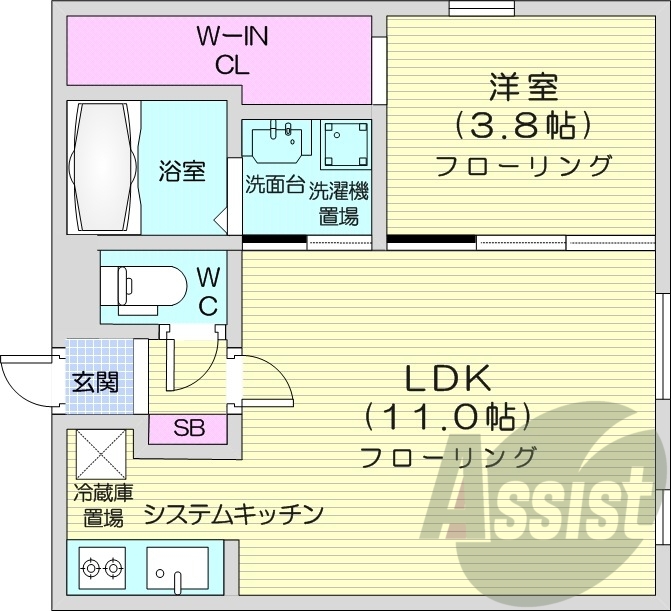 1LDK、エアコン、ウォークインクローゼット
