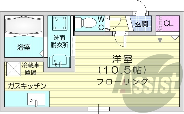 1K、インターネット無料、灯油暖房、シューズボックス