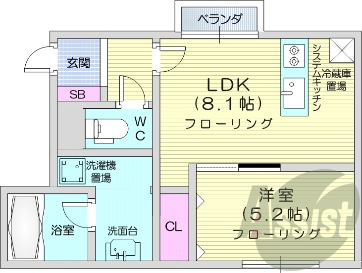 1LDK、灯油暖房、独立洗面台、シャワートイレ、