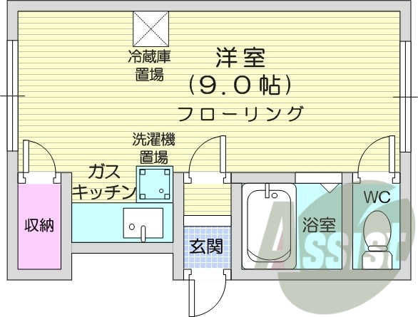 1*、バストイレ別、CATV、フローリング、シューズボックス