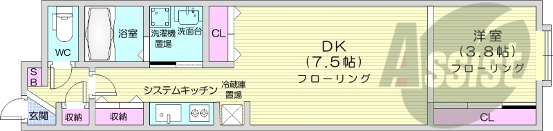 1LDK、エアコン、システムキッチン、オートロック