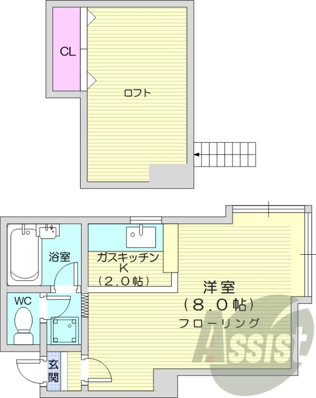 1K、洗面所、脱衣所、インターネット利用可