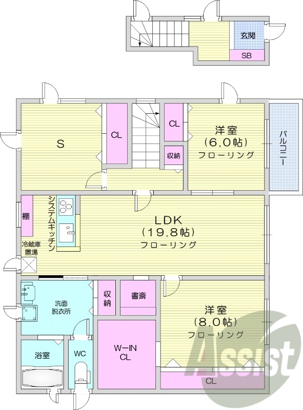 3LDK、灯油ボイラー、無料駐車場、システムキッチン
