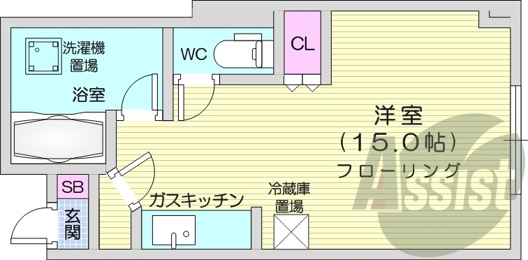 1R、ペット相談、灯油暖房、オートロック、バストイレ別