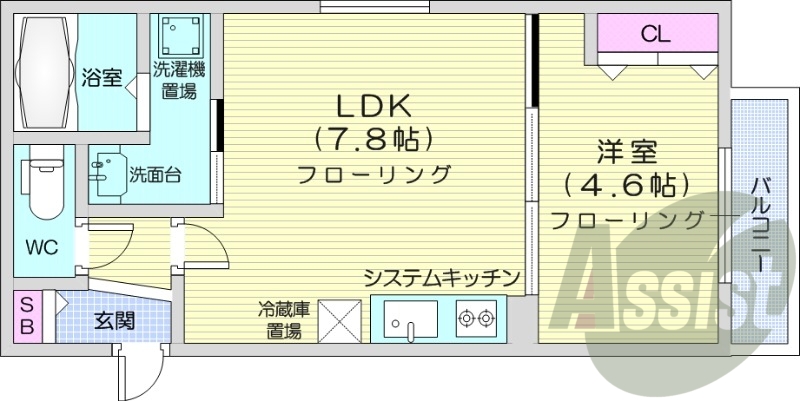 1LDK、システムキッチン、ネット無料、宅配ボックス