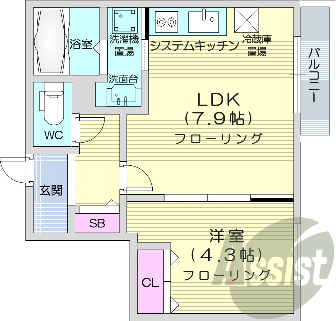 1LDK、システムキッチン、ネット無料、宅配ボックス