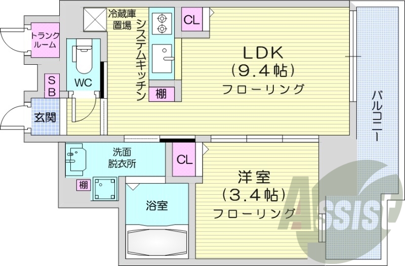 1LDK、都市ガス、宅配ボックス、分譲マンション