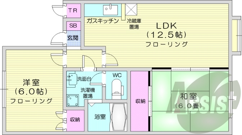 2LDK、トランクルーム、灯油暖房、暖房便座
