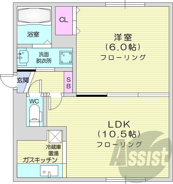 1LDK、エアコン、浴室乾燥機、ネット無料
