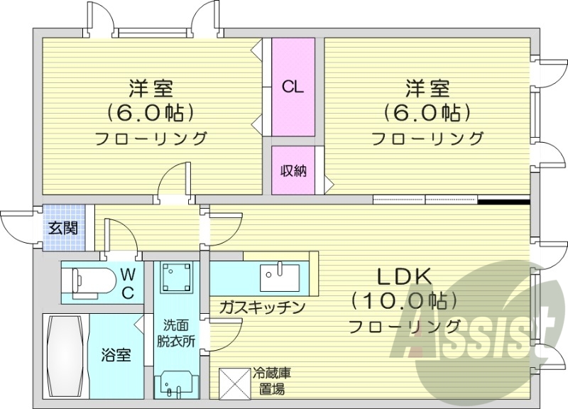 2LDK、ペット相談可、カウンターキッチン、リノベーション