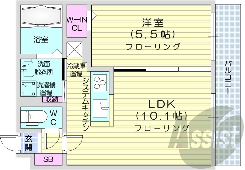 1LDK、都市ガス、エアコン、ネット無料
