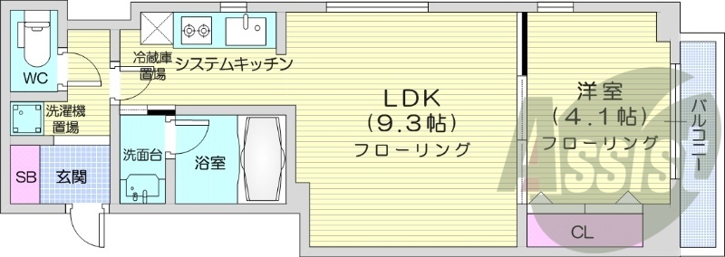 1LDK、都市ガス、ネット無料、エアコン、ペット可
