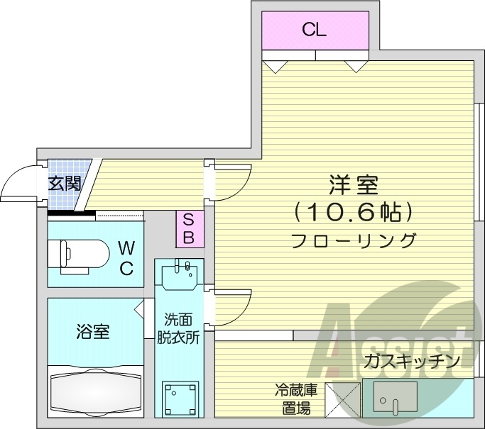 1LDK、ネット無料、シャンプードレッサー、灯油暖房