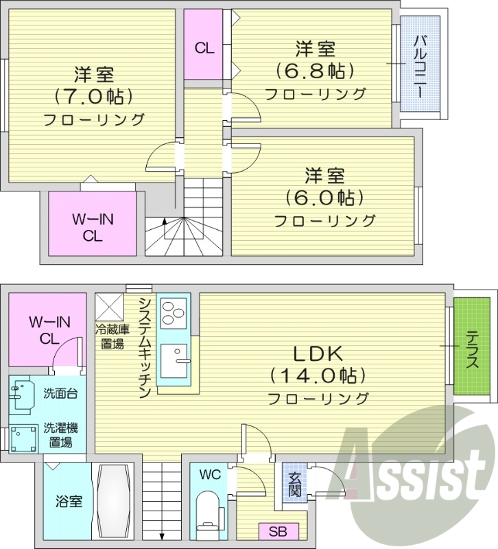 ３LDK、オール電化、１坪バス、IHクッキングヒーター