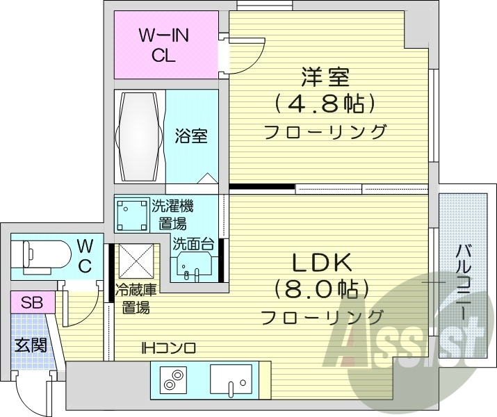 1LDK、都市ガス、オートロック、エアコン、ペット可
