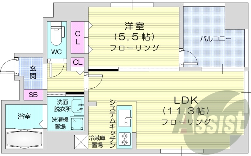 1LDK、都市ガス、灯油暖房、エアコン、ペット可