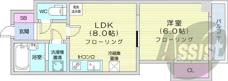 1DK、収納、電気暖房、オール電化、インターネット無料