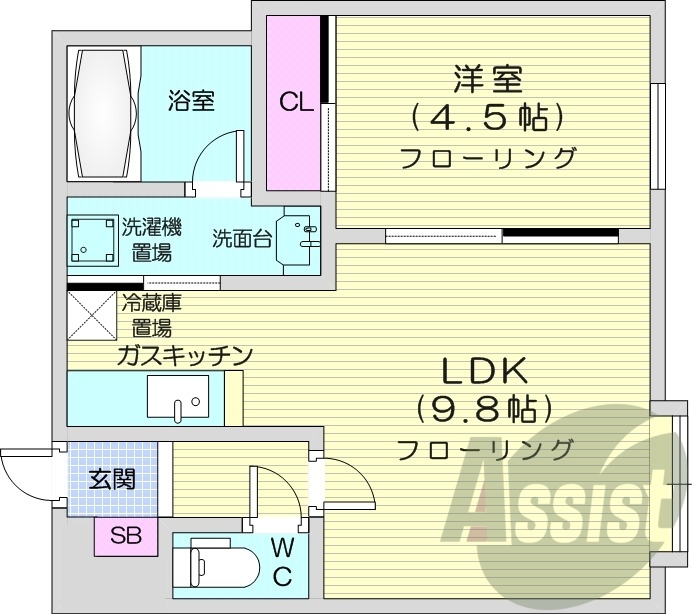 1LDK、オートロック、ネット使用料不要、エアコン